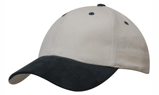 Headwear Brushed Heavy Cotton W/suede Peak X12 - 4200 Cap Headwear Professionals Natural/Navy One Size 
