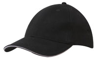 Headwear Brushed Heavy Cotton Cap With Sandwich Trim X12 - 4210 Cap Headwear Professionals Black/White One Size 