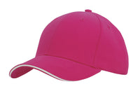 Headwear Brushed Heavy Cotton Cap With Sandwich Trim X12 - 4210 Cap Headwear Professionals Hot Pink/White One Size 