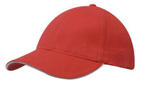 Headwear Brushed Heavy Cotton Cap With Sandwich Trim X12 - 4210 Cap Headwear Professionals Red/White One Size 