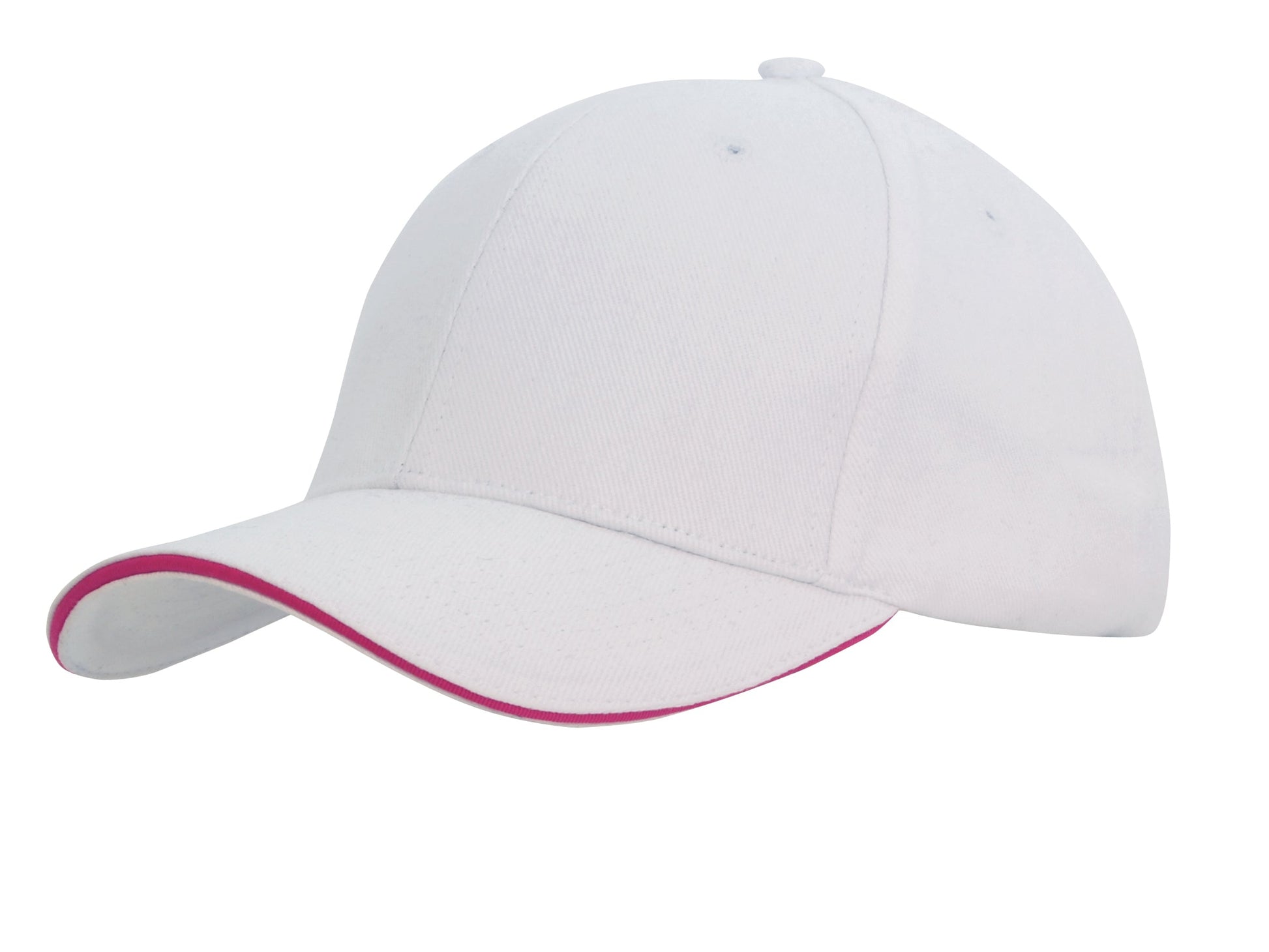 Headwear Brushed Heavy Cotton Cap With Sandwich Trim X12 - 4210 Cap Headwear Professionals White/Hot Pink One Size 