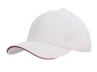 Headwear Brushed Heavy Cotton Cap With Sandwich Trim X12 - 4210 Cap Headwear Professionals White/Red One Size 