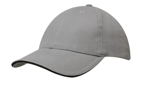 Headwear Brushed Heavy Cotton Cap With Sandwich Trim X12 - 4210 Cap Headwear Professionals Stone/Navy One Size 