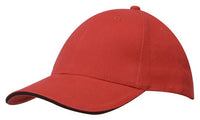 Headwear Brushed Heavy Cotton Cap With Sandwich Trim X12 - 4210 Cap Headwear Professionals Red/Black One Size 
