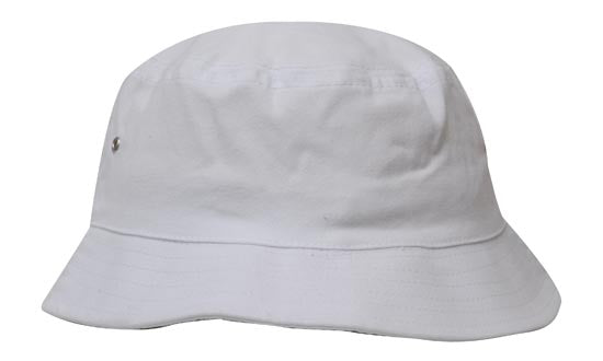 Headwear Bucket Hat With Sandwich Trim Brushed Heavy Sports Twill  *no Sandwich* X12 Cap Headwear Professionals White M 