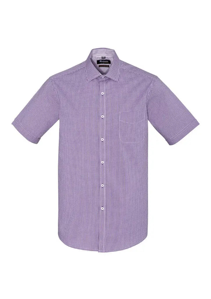 Biz Corporates Newport Mens Short Sleeve Shirt 42522 Corporate Wear Biz Corporates XS Purple Reign 