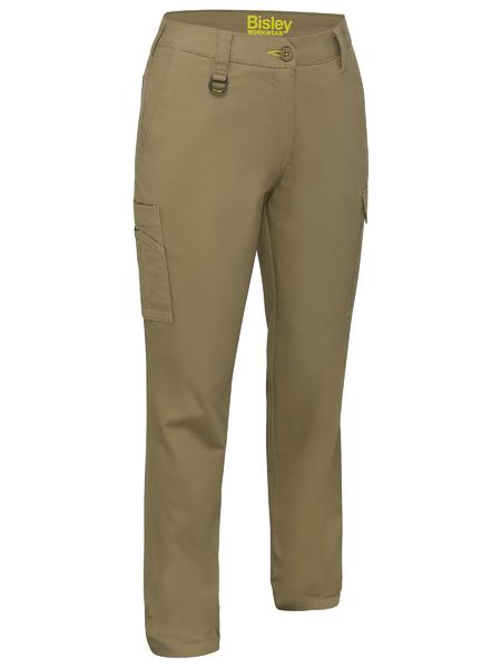 Bisley Women's Stretch Cotton Cargo Pants BPLC6008 Work Wear Bisley Workwear Khaki 6 