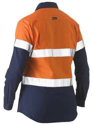 Women's Taped Two Tone Hi Vis Recycled Drill Shirt BL6996T Shirts & Tops Bisley Workwear   