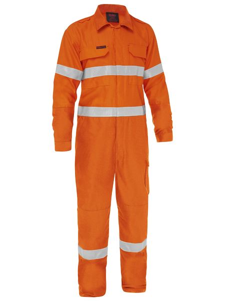 Bisley Apex 185 Taped Hi Vis FR Ripstop Coverall BC8478T Work Wear Bisley Workwear 77R Orange 