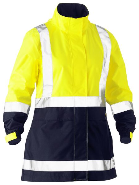 Bisley Women's Taped Hi Vis Recycled Rain Shell Jacket BJL6766T Work Wear Bisley Workwear Yellow/Navy 6 