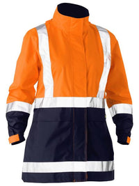Bisley Women's Taped Hi Vis Recycled Rain Shell Jacket BJL6766T Work Wear Bisley Workwear Orange/Navy 6 
