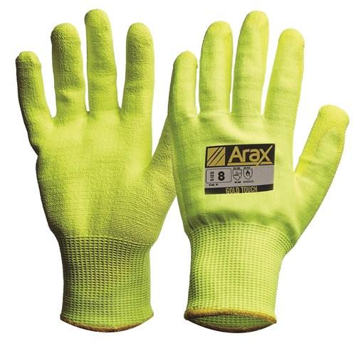 Pro Choice Arax Gold Hi Vis Gloves Yellow Pu Dip Palm Afypu - AFYPU PPE Pro Choice 7  