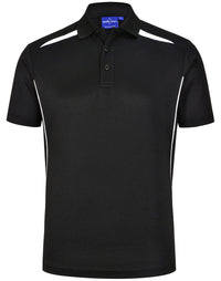 Winning Spirit Men's Sustainable Poly-Cotton Contrast Polo PS93 Casual Wear Winning Spirit Black/White XS 