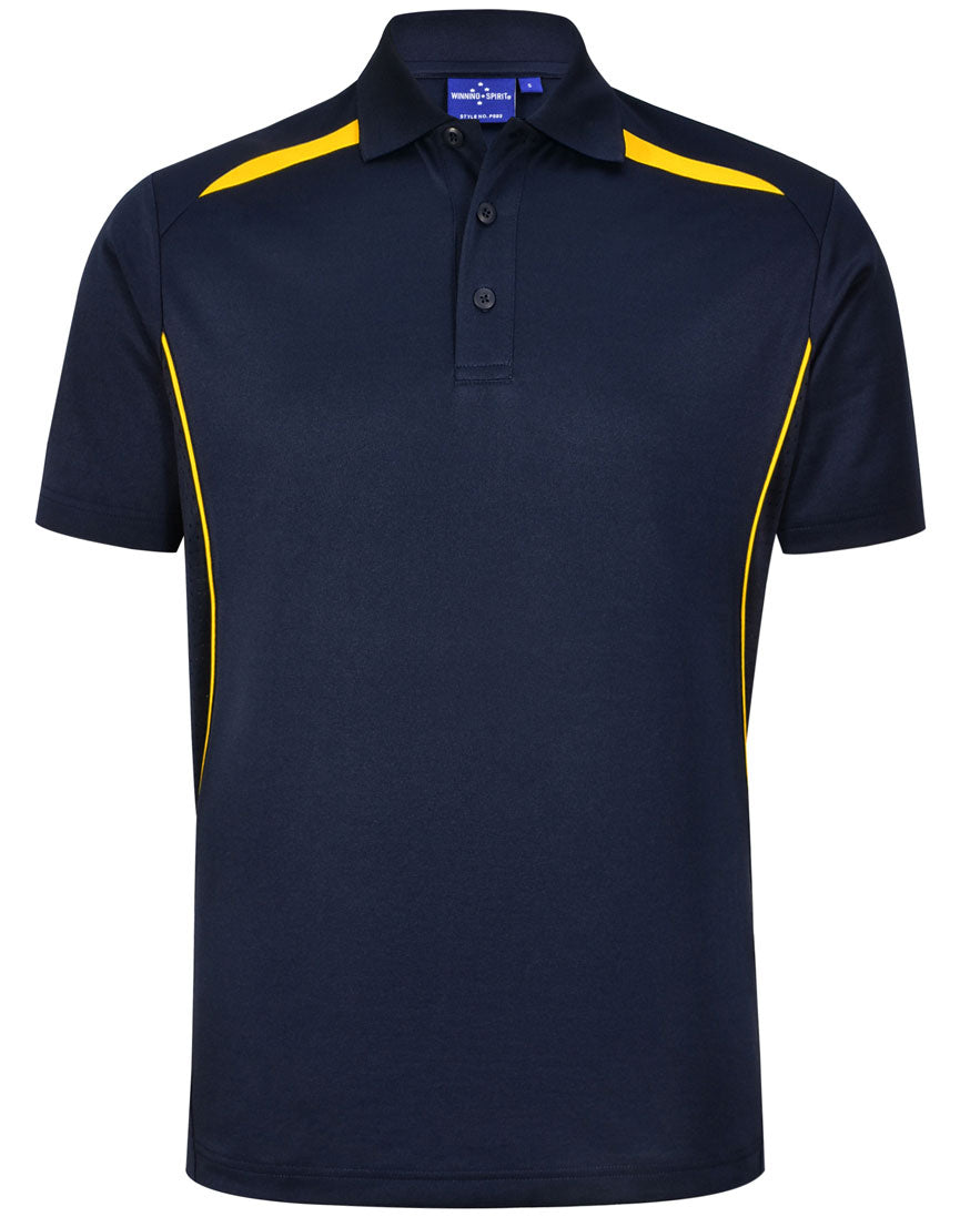 Winning Spirit Men's Sustainable Poly-Cotton Contrast Polo Shirt PS93 Casual Wear Winning Spirit Navy/Gold XS 