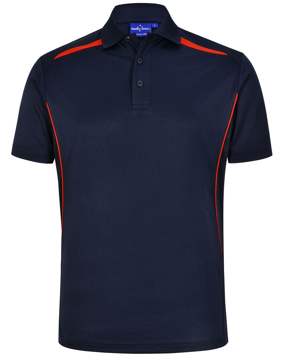 Winning Spirit Men's Sustainable Poly-Cotton Contrast Polo Shirt PS93 Casual Wear Winning Spirit Navy/Red XS 