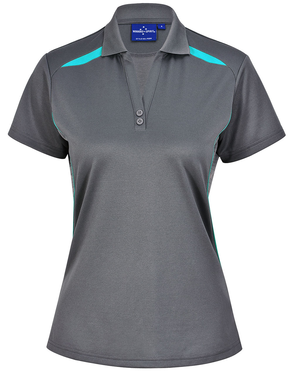Winning Spirit Women's Sustainable Poly-Cotton Contrast Polo PS94 Casual Wear Winning Spirit Ash/Teal 8 
