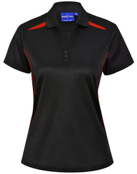 Winning Spirit Women's Sustainable Poly-Cotton Contrast Polo PS94 Casual Wear Winning Spirit Black/Red 6 