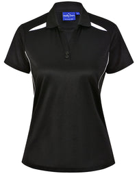 Winning Spirit Women's Sustainable Poly-Cotton Contrast Polo PS94 Casual Wear Winning Spirit Black/White 6 