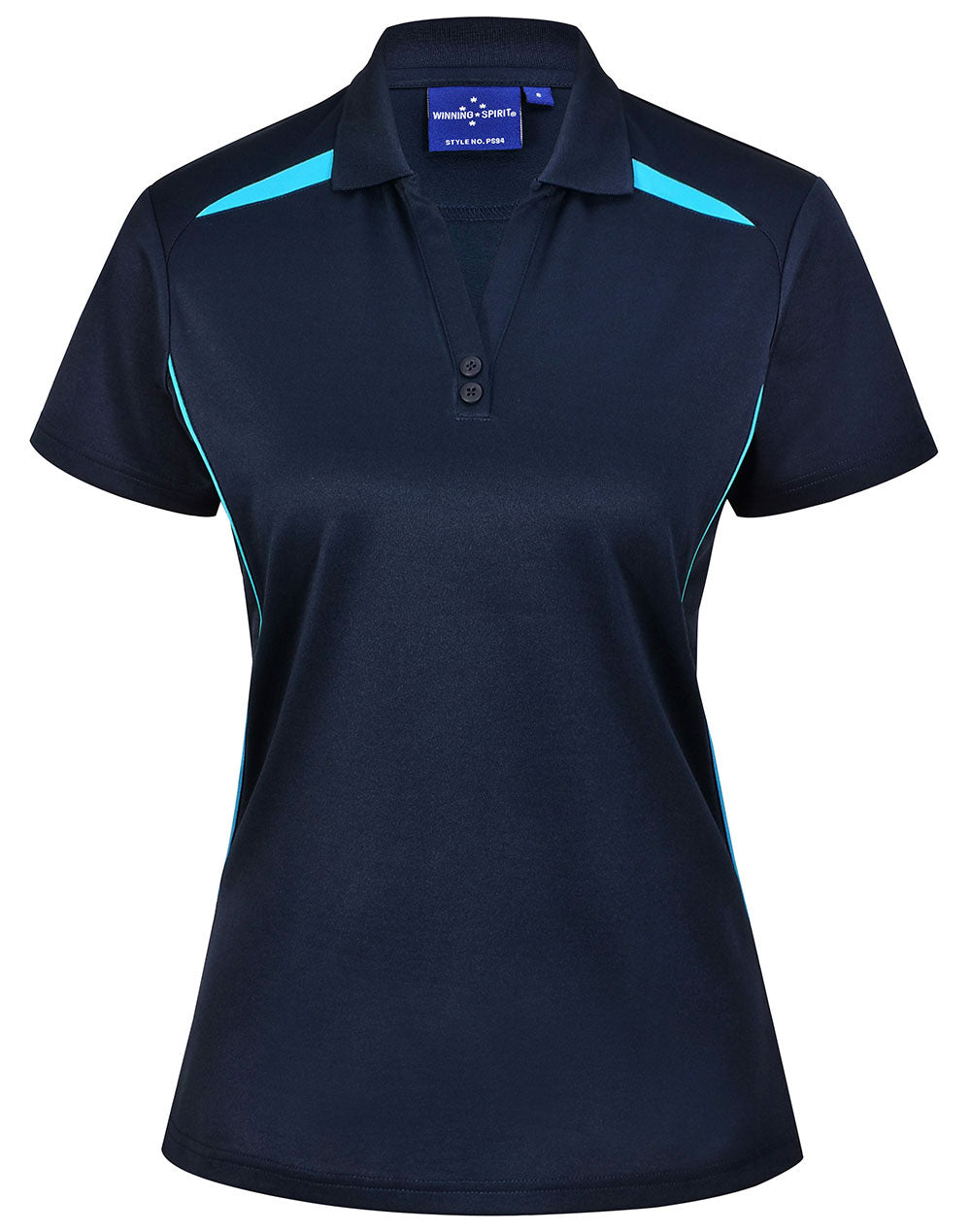 Women's Sustainable Poly/Cotton Contrast Polo Shirt PS94 Casual Wear Winning Spirit Navy/Aqua 6 