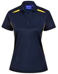 Women's Sustainable Poly/Cotton Contrast Polo Shirt PS94 Casual Wear Winning Spirit Navy/Gold 6 