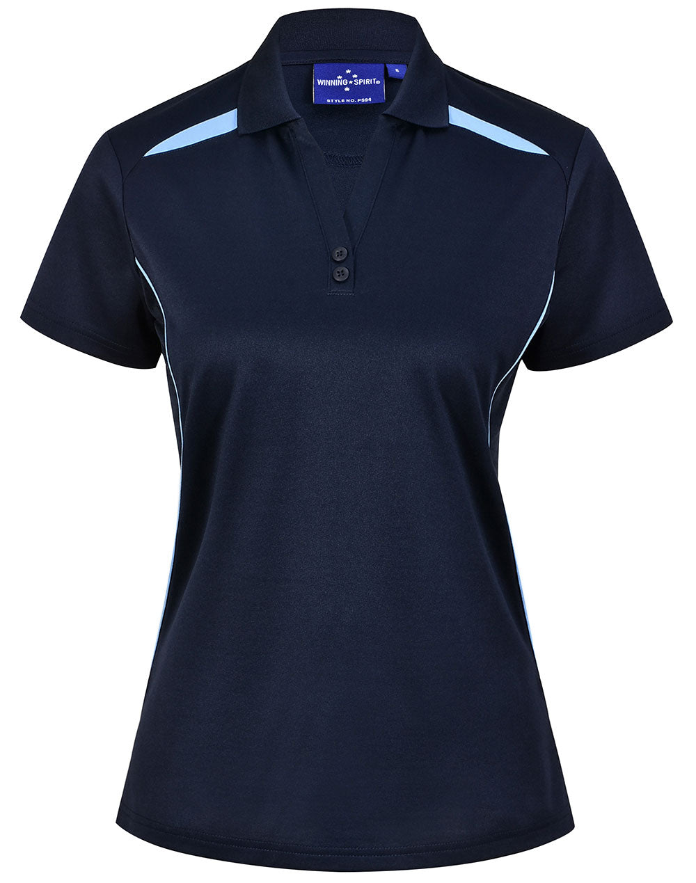 Women's Sustainable Poly/Cotton Contrast Polo Shirt PS94 Casual Wear Winning Spirit Navy/Sky 6 