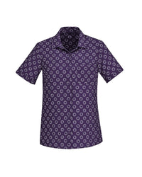 Biz Care Womens Easy Stretch Daisy Print Short Sleeve Shirt CS948LS Health & Beauty Biz Care Purple 4 