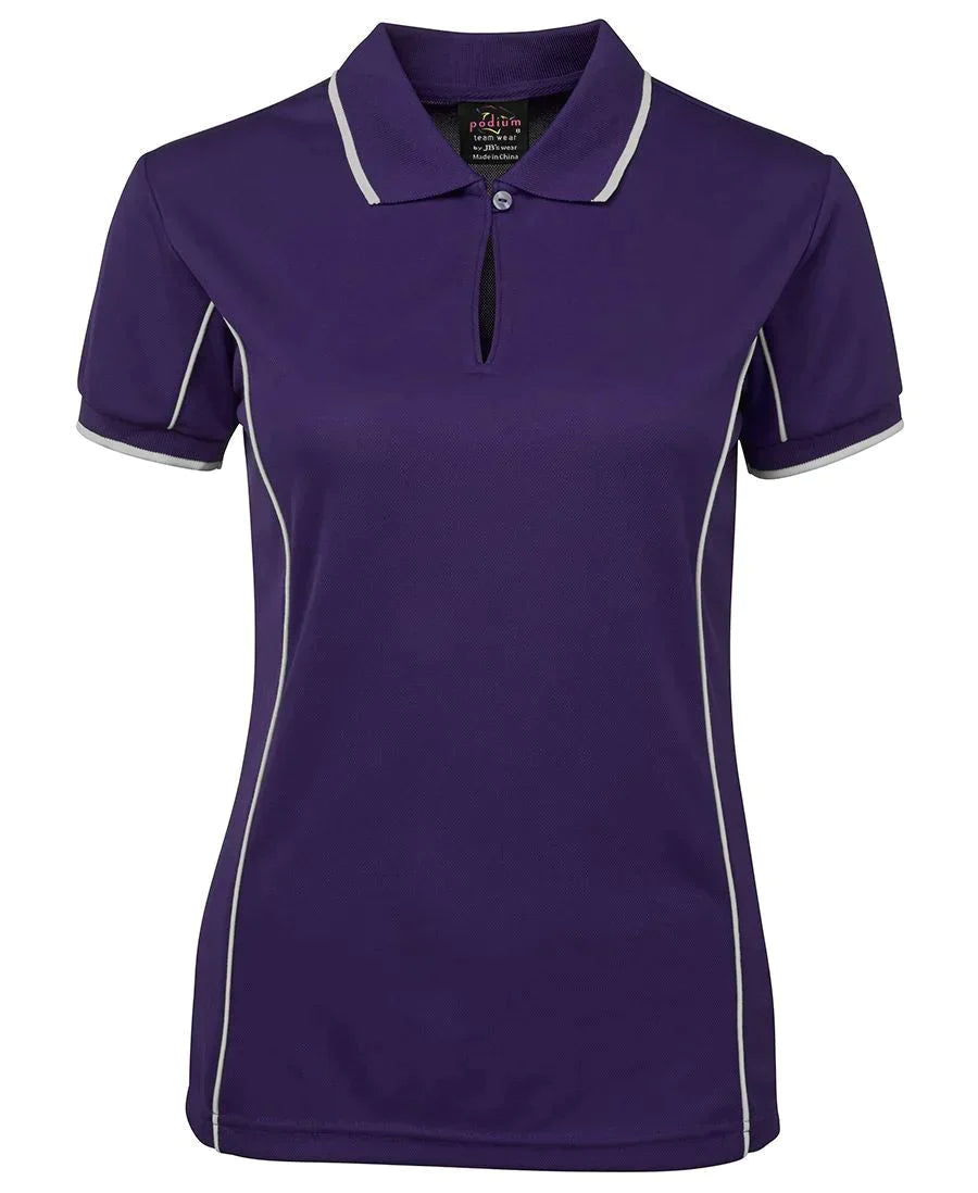 JB'S Podium Women’s Piping Work Polo Shirt 7LPI Casual Wear Jb's Wear Purple/White 8 