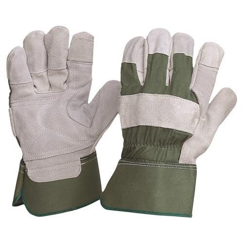 Pro Choice Green Cotton Back/extra Reinforced Cowsplit Leather Palm & Fingers - Heavy Duty X12 - R99KG PPE Pro Choice   