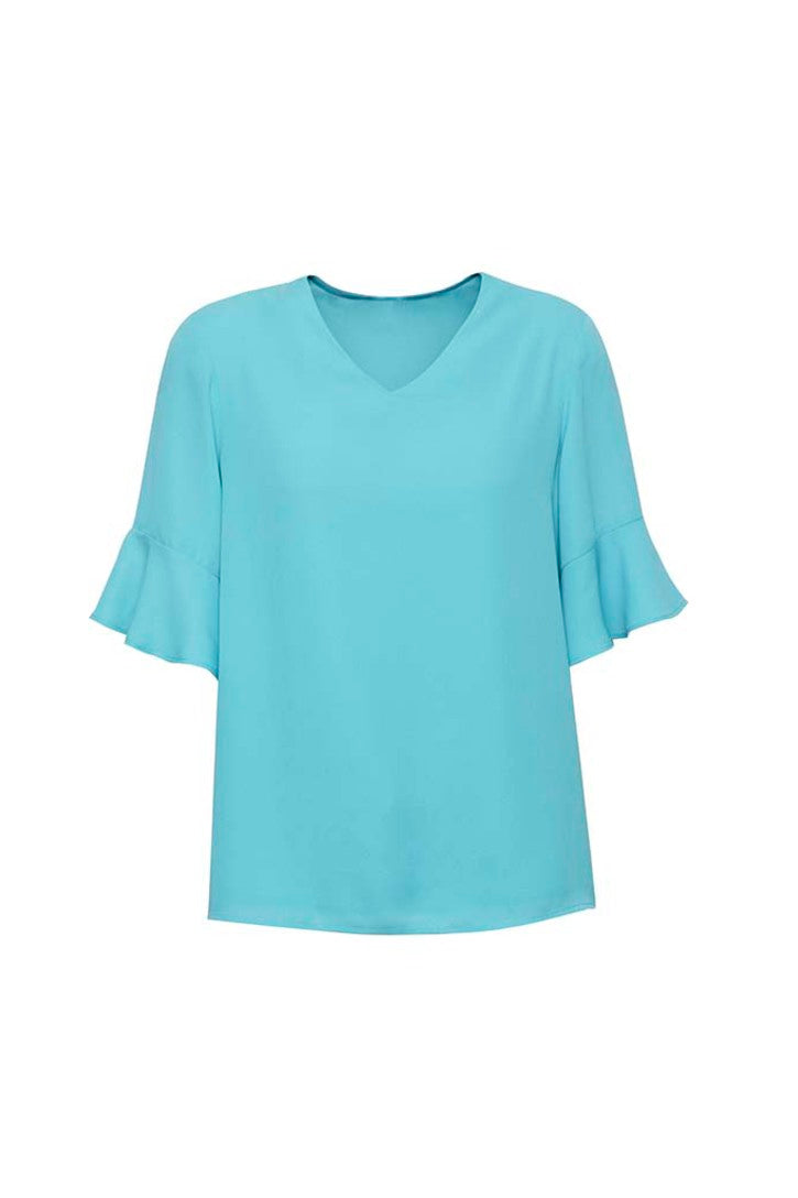 Biz Corporates Aria Fluted Sleeve Blouse RB966LS Corporate Wear Biz Corporates 4 Aqua 