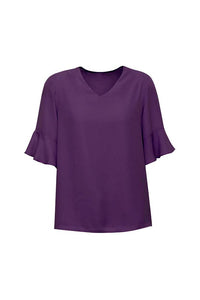 Biz Corporates Aria Fluted Sleeve Blouse RB966LS Corporate Wear Biz Corporates 4 Purple Reign 