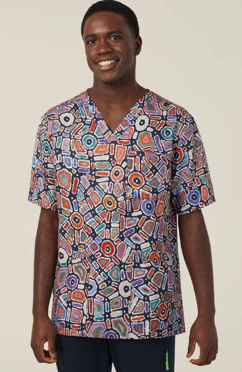 Water Dreaming Unisex Indigenous Scrub Top CATRG9 Health & Beauty Softies   