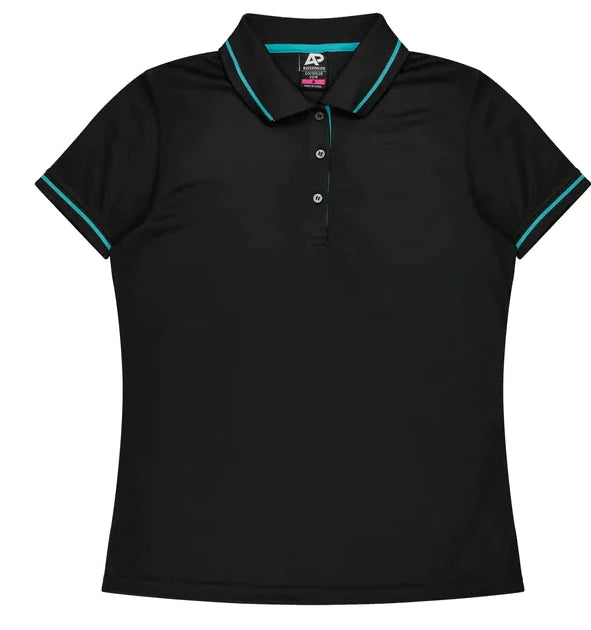 Aussie Pacific Cottesloe Lady Polo Shirt 2319  Aussie Pacific BLACK/TEAL 6 