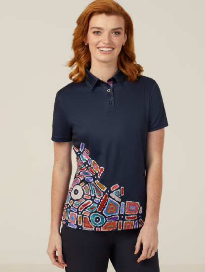 Water Dreaming Women's  Indigenous Corporate Polo Shirt CATUQV  NNT S  