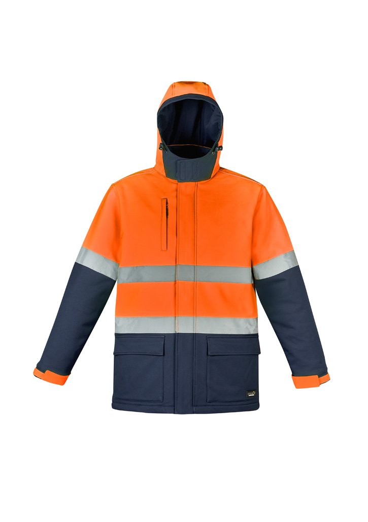 Unisex Hi Vis Antarctic Softshell Taped Jacket ZJ553 Work Wear Syzmik Orange/Navy XXS 