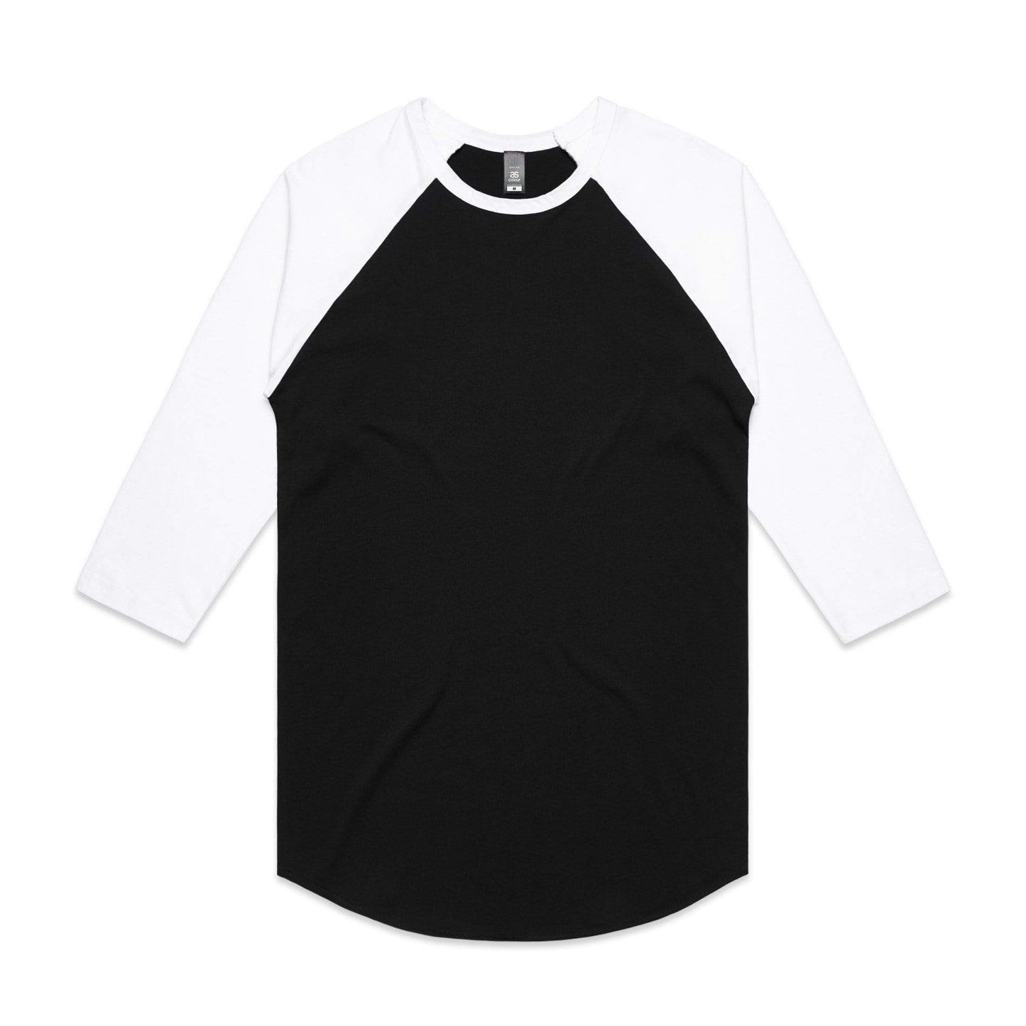 As Colour Men's raglan tee 5012 Casual Wear As Colour BLACK/WHITE XSM 