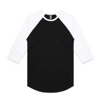 As Colour Men's raglan tee 5012 Casual Wear As Colour BLACK/WHITE XSM 