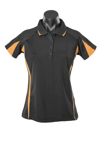 Aussie Pacific Eureka Ladies Polo Shirt 2304 Casual Wear Aussie Pacific Black/Gold/Ashe 8 