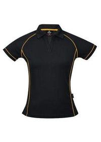 Aussie Pacific Ladies Endeavour Polo Shirt 2310 Casual Wear Aussie Pacific Black/Gold 6 