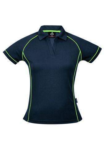 Aussie Pacific Ladies Endeavour Polo Shirt 2310 Casual Wear Aussie Pacific Navy/Fluro Green 6 