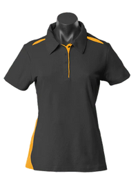 Aussie Pacific Ladies Paterson Polo Shirt 2305 Casual Wear Aussie Pacific Black/Gold 6 