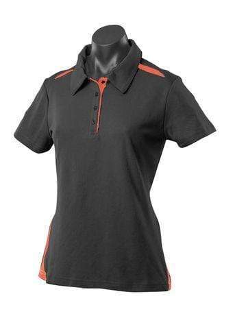 Aussie Pacific Ladies Paterson Polo Shirt 2305 Casual Wear Aussie Pacific Black/Orange 6 