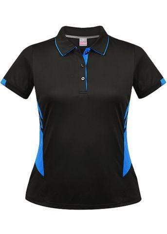Aussie Pacific Ladies Tasman Polo Shirt 2311 Casual Wear Aussie Pacific Black/Cyan 6 