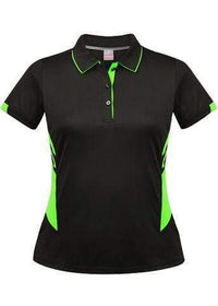 Aussie Pacific Ladies Tasman Polo Shirt 2311 Casual Wear Aussie Pacific Black/Neon Green 6 