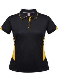 Aussie Pacific Ladies Tasman Polo Shirt 2311 Casual Wear Aussie Pacific Black/Gold 6 
