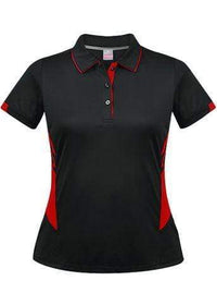 Aussie Pacific Ladies Tasman Polo Shirt 2311 Casual Wear Aussie Pacific Black/Red 6 