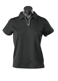 Aussie Pacific Ladies Yarra Polo Shirt 2302 Casual Wear Aussie Pacific Black/White 16-18 