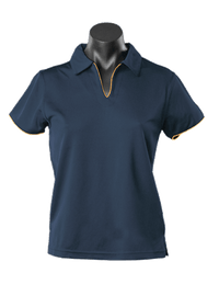 Aussie Pacific Ladies Yarra Polo Shirt 2302 Casual Wear Aussie Pacific Navy/Gold 16-18 