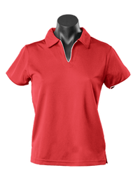 Aussie Pacific Ladies Yarra Polo Shirt 2302 Casual Wear Aussie Pacific Red/White 16-18 