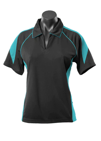Aussie Pacific Premier Ladies Polo Shirt 2301 Casual Wear Aussie Pacific Black/Teal 8 