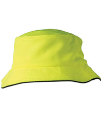 Pique Mesh With Sandwich Bucket Hat CH71 Active Wear Australian Industrial Wear Fluoro Yellow/Navy One size 